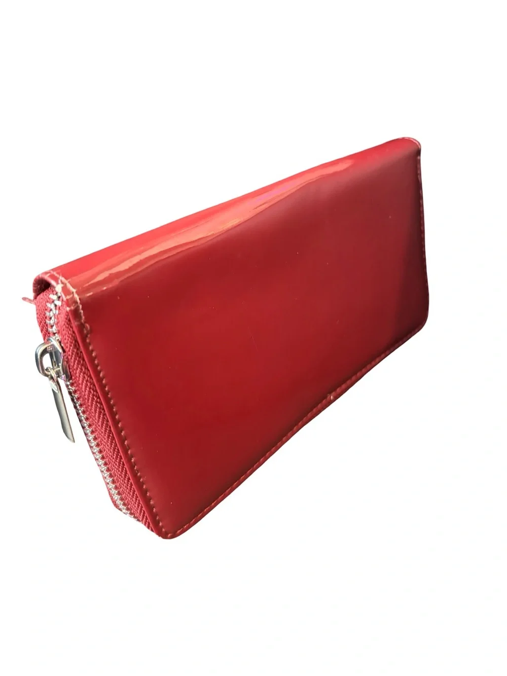 Women's Patent Zip Wallet - Hot Pink